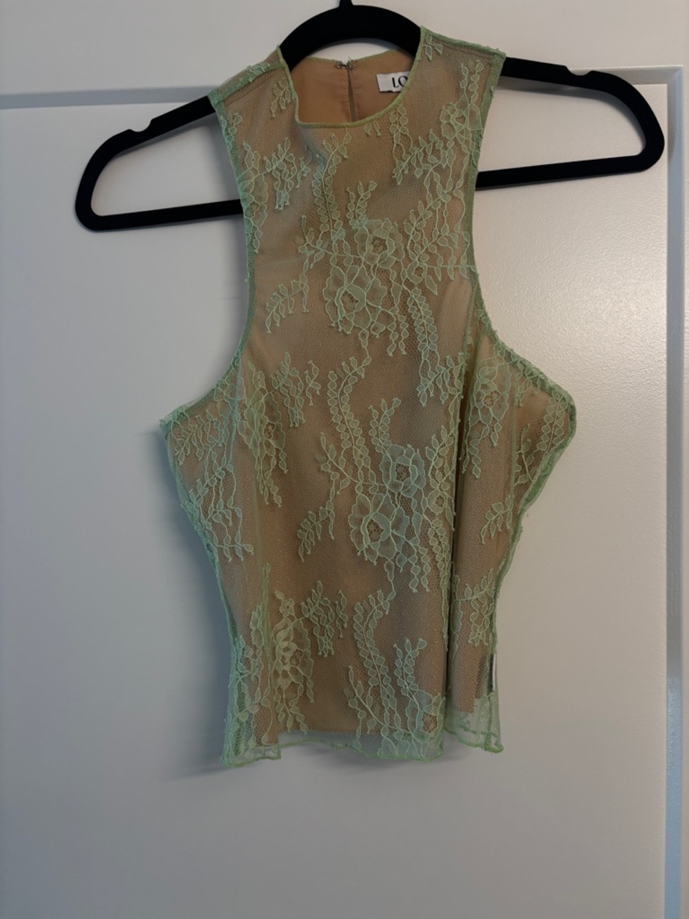 Loba by CK for Revolve Mint Green Lace Overlay Sleeveless Top